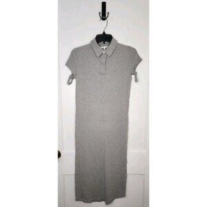 Helmut Lang Women's Ribbed Polo Shirt Dress Grey Melange SZ Medium